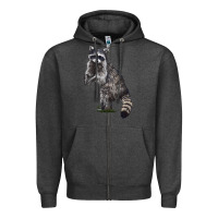 Charcoal Heather Raccoon Illustrations Zipper Hoodie - LillyAllenDesigns