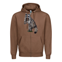 Chestnut Raccoon Illustrations Zipper Hoodie - LillyAllenDesigns