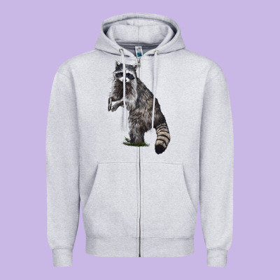 Raccoon Illustrations Zipper Hoodie Designed By Lillyallendesigns