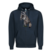 Navy Raccoon Illustrations Zipper Hoodie - LillyAllenDesigns