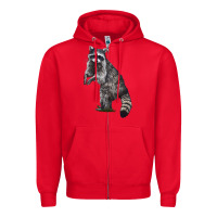 Red Raccoon Illustrations Zipper Hoodie - LillyAllenDesigns