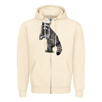 Sandshell Raccoon Illustrations Zipper Hoodie - LillyAllenDesigns