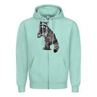 Seafoam Raccoon Illustrations Zipper Hoodie - LillyAllenDesigns