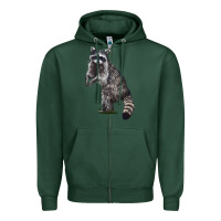 Sports Green Raccoon Illustrations Zipper Hoodie - LillyAllenDesigns