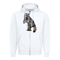 White Raccoon Illustrations Zipper Hoodie - LillyAllenDesigns