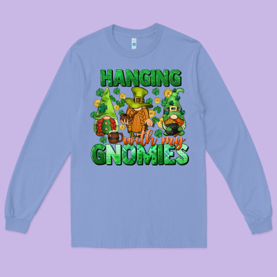 St. Patrick's Day Gnomes Long Sleeve Tee Designed By Cowgirlartshop