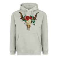 Moon Dust bull skull with roses Heavyweight Hoodie - Artiststas