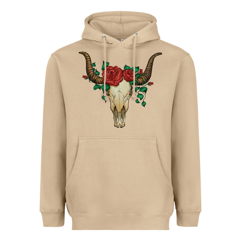 Bull Skull With Roses Heavyweight Hoodie by Artiststas | Teevron