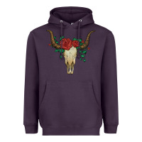 Plum bull skull with roses Heavyweight Hoodie - Artiststas