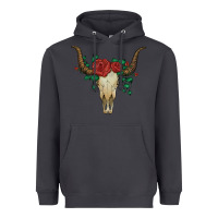 Smoke bull skull with roses Heavyweight Hoodie - Artiststas