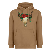 Toasted Coconut bull skull with roses Heavyweight Hoodie - Artiststas