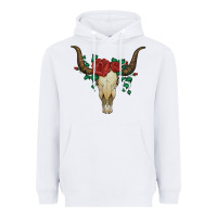White bull skull with roses Heavyweight Hoodie - Artiststas