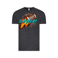 Vintage Black Game day leopard fire and ball Vintage Tee - HowdyJamesFarm