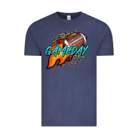 Vintage Denim Game day leopard fire and ball Vintage Tee - HowdyJamesFarm