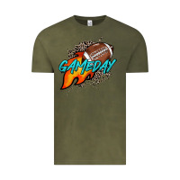 Vintage Olive Game day leopard fire and ball Vintage Tee - HowdyJamesFarm