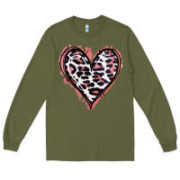 Army Green Leopard Glitter Heart Long Sleeve Tee - Jasminsmagicworld