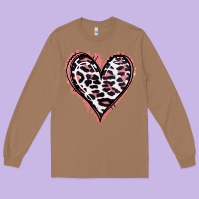 Leopard Glitter Heart Long Sleeve Tee Designed By Jasminsmagicworld