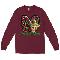Burgundy Day of the dead Mexico Long Sleeve Tee - HowdyJamesFarm