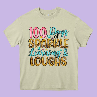 100 Days Of Sparkle Learning And Loughs Heavy Core Tee Designed By Artiststas