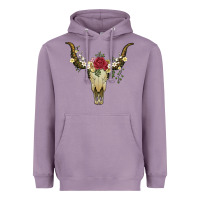 Lavender bull skull with rose and flowers Heavyweight Hoodie - Artiststas