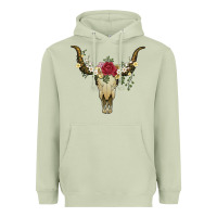 Matcha bull skull with rose and flowers Heavyweight Hoodie - Artiststas
