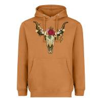 Meerkat bull skull with rose and flowers Heavyweight Hoodie - Artiststas