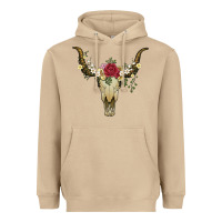 Mushroom bull skull with rose and flowers Heavyweight Hoodie - Artiststas