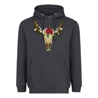 Smoke bull skull with rose and flowers Heavyweight Hoodie - Artiststas