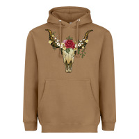 Toasted Coconut bull skull with rose and flowers Heavyweight Hoodie - Artiststas