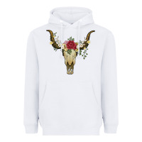 White bull skull with rose and flowers Heavyweight Hoodie - Artiststas