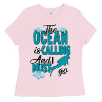 Bubblegum Pink The Ocean Is Calling Ladies Tee - Bettercallsaul