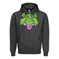 Charcoal Heather Candy Land Halloween Plumpy Big Face Zipper Hoodie - trangStudio