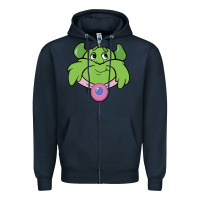Navy Candy Land Halloween Plumpy Big Face Zipper Hoodie - trangStudio