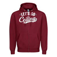 Burgundy Lets Go Ceiling Fan Halloween Zipper Hoodie - trangStudio