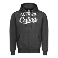 Charcoal Heather Lets Go Ceiling Fan Halloween Zipper Hoodie - trangStudio