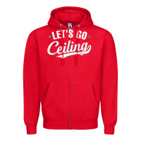 Red Lets Go Ceiling Fan Halloween Zipper Hoodie - trangStudio