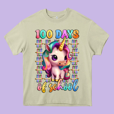 100 Days Of School Unicorn Heavy Core Tee Designed By Artiststas
