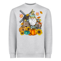 Heather Grey Happy Fall Heavyweight Sweatshirt - CowhideDigitalArt