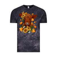 Cloud Black fall red angus calf dried leaves and sunflowers Vintage Tee - RanaPortraitStore