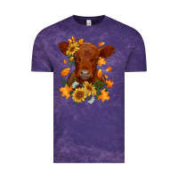 Cloud Purple fall red angus calf dried leaves and sunflowers Vintage Tee - RanaPortraitStore