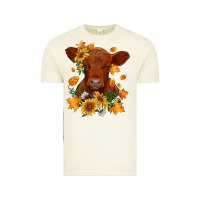 Vintage Arctic fall red angus calf dried leaves and sunflowers Vintage Tee - RanaPortraitStore
