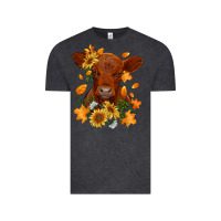 Vintage Black fall red angus calf dried leaves and sunflowers Vintage Tee - RanaPortraitStore