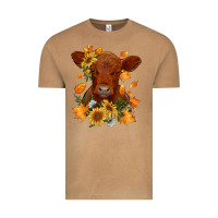 Vintage Camel fall red angus calf dried leaves and sunflowers Vintage Tee - RanaPortraitStore