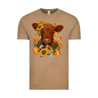 Vintage Coffee fall red angus calf dried leaves and sunflowers Vintage Tee - RanaPortraitStore