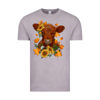 Vintage Zinc fall red angus calf dried leaves and sunflowers Vintage Tee - RanaPortraitStore