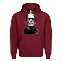 Burgundy Classic Halloween Monster Horror Movie Frankenstein Monster Zipper Hoodie - trangStudio