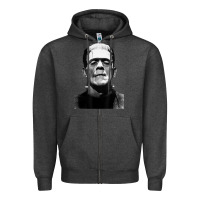 Charcoal Heather Classic Halloween Monster Horror Movie Frankenstein Monster Zipper Hoodie - trangStudio
