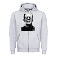 Heather Grey Classic Halloween Monster Horror Movie Frankenstein Monster Zipper Hoodie - trangStudio