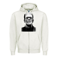 Oatmeal Heather Classic Halloween Monster Horror Movie Frankenstein Monster Zipper Hoodie - trangStudio