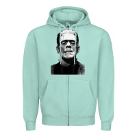 Seafoam Classic Halloween Monster Horror Movie Frankenstein Monster Zipper Hoodie - trangStudio